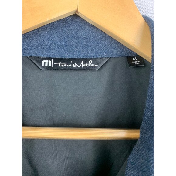 TravisMathew Mens M Blue Cotton-Blend Button-Up Jacket - Picture 2 of 5
